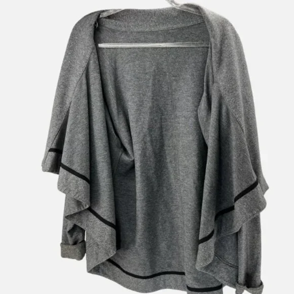 Lululemon That's A Wrap Gray Cowl Neck Long Sleeve Cardigan Sweater Cozy size 12 - Picture 6 of 7